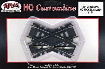 Atlas Model Railroad 174 HO Scale Custom-Line(R) Crossing - Code 100 -- 45-Degree, 3" 7.6cm, Black Ties