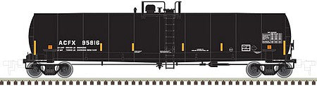 Atlas Model Railroad 20005576 HO Scale ACF 23,500-Gallon Tank Car - Ready-to-Run -- ACFX #95816 (black, Yellow Conspicuity Marks; Inedible Tallow Service)
