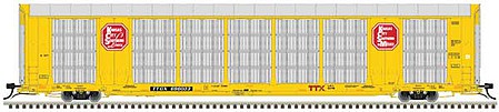 Atlas Model Railroad 20005670 HO Scale Gunderson Multi-Max Enclosed Auto Rack - Ready to Run - Master(R) -- Kansas City Southern TTX #696033 (yellow, silver, red; Red TTX Logo)