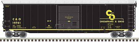 Atlas Model Railroad 20005855 HO Scale Postwar 50' Single-Door Boxcar - Ready to Run - Master(R) -- Chesapeake & Ohio 19520 (black, yellow)