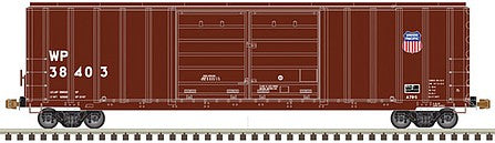 Atlas Model Railroad 20005873 HO Scale FMC 5077 50' Double-Door Boxcar with Centered Doors - Ready to Run - Master(R) -- Union Pacific WP 38403 (Boxcar Red, white)