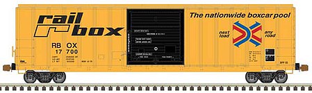 Atlas Model Railroad 20006218 HO Scale FMC 5077 Single-Door Boxcar - Ready to Run -- Railbox 18033 (yellow, black)