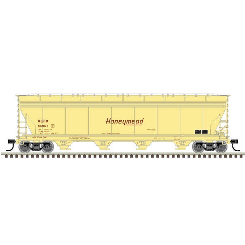 Atlas Model Railroad 20006384 HO Scale ACF 5250 Covered Hopper - Ready to Run - Master(R) Plus -- Honeymead ACFX 56981 (Beige, red)