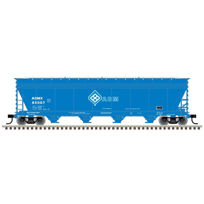 Atlas Model Railroad 20006386 HO Scale ACF 5250 Covered Hopper - Ready to Run - Master(R) Plus -- Archer-Daniels-Midland ADMX 85065 (blue, white, Molecule Logo)