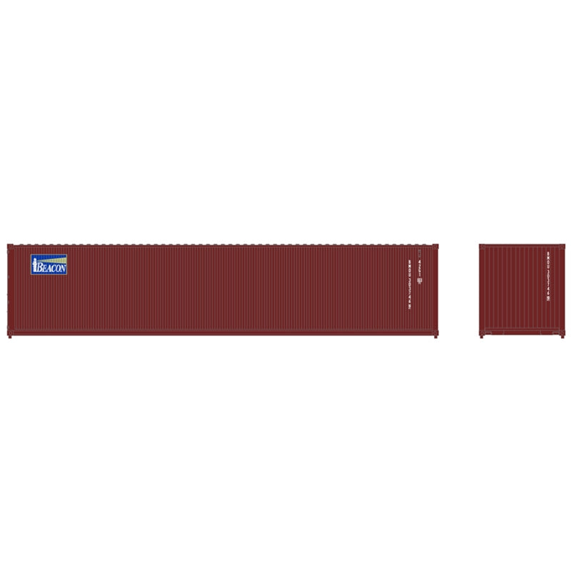 Atlas Model Railroad 20006540 HO Scale 40' Standard-Height Container 3-Pack - Assembled -- Beacon BMOU Set 2 (brown)