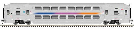 Atlas Model Railroad 40004052 N Scale Multi-Level Commuter Coach Trailer - Ready to Run -- New Jersey Transit 7514 (silver, magenta, orange, blue)