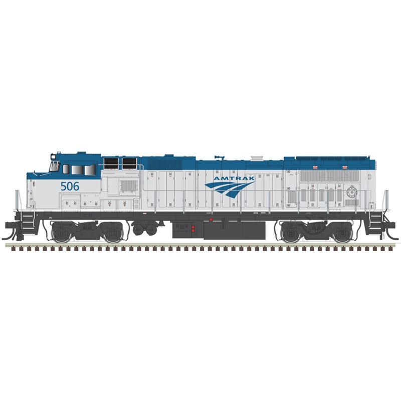 Atlas Model Railroad 40005149 N Scale GE Dash 8-40BHW with Deck Ditch Lights - Standard DC - Master(R) -- Amtrak 506 (Phase V, blue, silver, white sill)