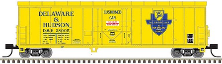 Atlas Model Railroad 50005142 N Scale NACC 50' Smooth-Side RBL Insulated Boxcar - Ready to Run - Master(R) -- Delaware & Hudson 28001 (yellow, blue)