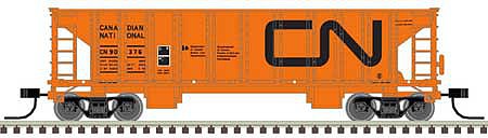 Atlas Model Railroad 50005476 N Scale 41' Ballast Hopper 3-Pack - Ready to Run - Master(R) -- Canadian National 900013, 900046, 900376 (orange, black)
