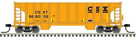 Atlas Model Railroad 50005478 N Scale 41' Ballast Hopper 3-Pack - Ready to Run - Master(R) -- CSX 966019, 966036, 966039 (orange, black)
