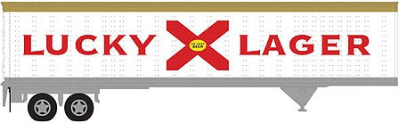 Atlas Model Railroad 50005611 N Scale 45' Pines Trailer - Assembled -- Lucky Lager (white, red)