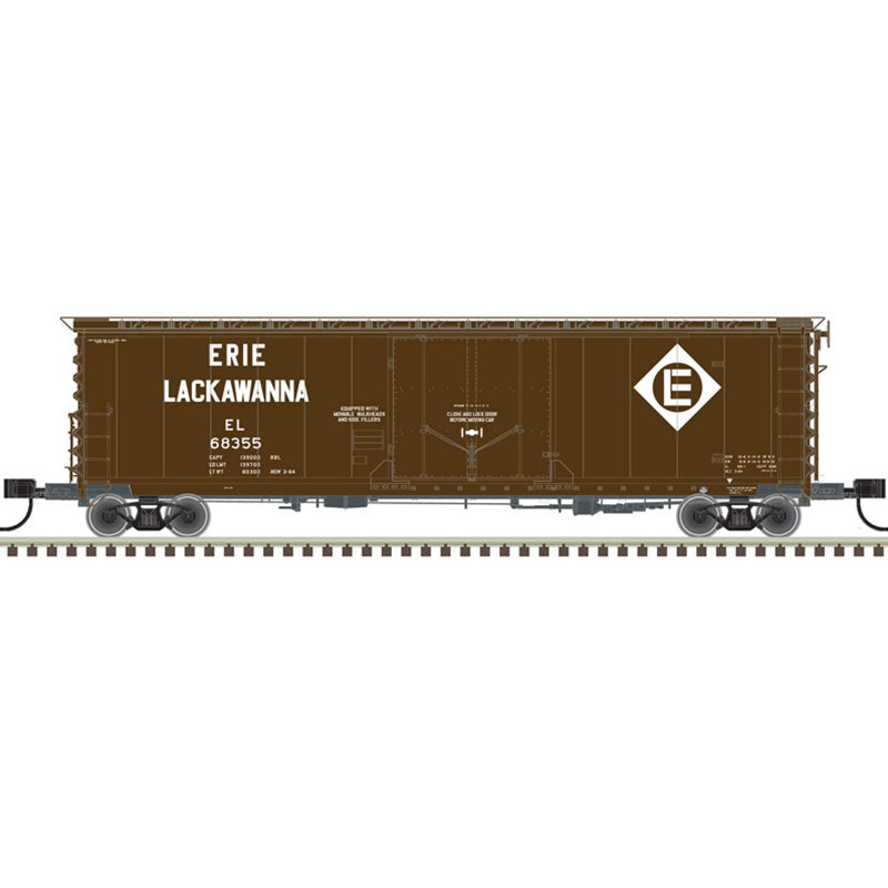 Atlas Model Railroad 50005692 N Scale 50' GA RBL Plug-Door Boxcar - Ready to Run - Master(R) -- Erie Lackawanna 68304 (Boxcar Red, white)