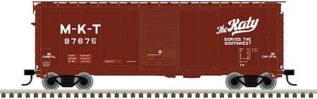 Atlas Model Railroad 50005774 N Scale PS-1 40' Boxcar, 6' Door - Ready to Run - Master(R) -- Missouri-Kansas-Texas 97698 (Boxcar Red, white)