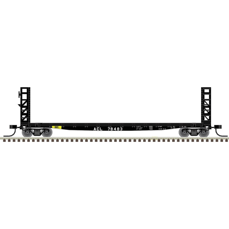 Atlas Model Railroad 50005784 N Scale GSI-GSC 48' Bulkhead Flatcar - Ready to Run - Master(R) -- Atlantic Coast Line 78496 (black, white)