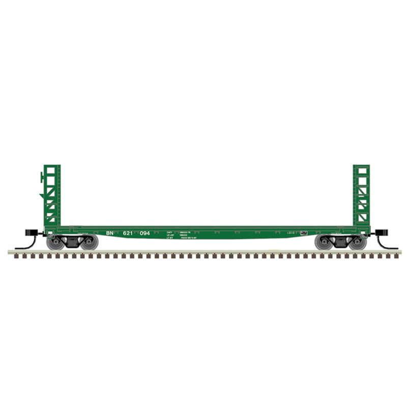 Atlas Model Railroad 50005790 N Scale GSI-GSC 48' Bulkhead Flatcar - Ready to Run - Master(R) -- Burlington Northern 621066 (Cascade Green, white)
