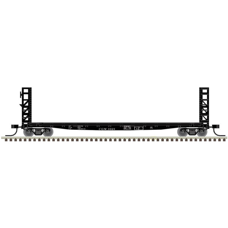 Atlas Model Railroad 50005796 N Scale GSI-GSC 48' Bulkhead Flatcar - Ready to Run - Master(R) -- Chicago Great Western 3024 (black, white)
