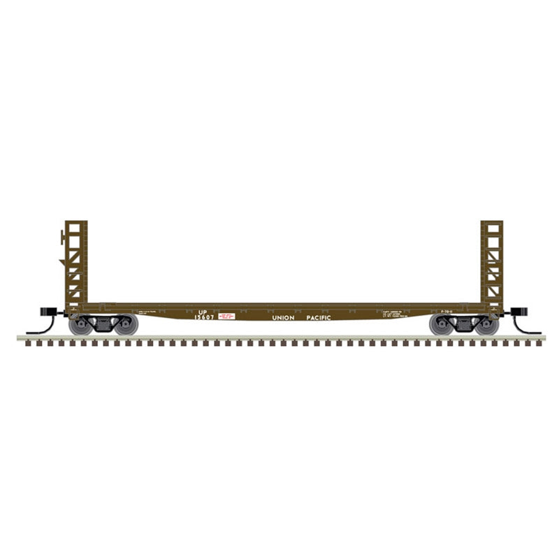 Atlas Model Railroad 50005805 N Scale GSI-GSC 48' Bulkhead Flatcar - Ready to Run - Master(R) -- Union Pacific 15624 (Boxcar Red, white)