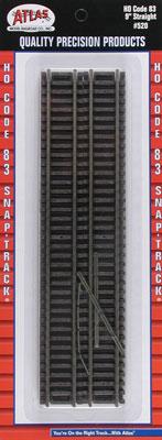 Atlas Model Railroad 520 HO Scale Code 83 Snap Track - Straight Sections -- 9" 22.9cm pkg(6)