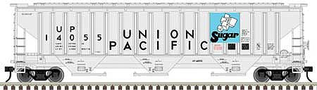 Atlas O 2001635 O Scale Pullman-Standard PS-4750 Covered Hopper - 3-Rail - Ready to Run - Trainman(R) -- Unioon Pacific (light gray, blue, Sugar Service Markings)