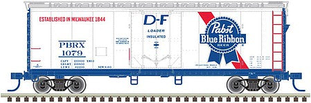 Atlas O 2002361 O Scale 40' Plug-Door Boxcar - 2-Rail - Ready to Run -- Pabst Blue Ribbon (white, blue, red)