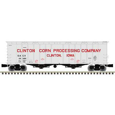 Atlas O 3001085 O Scale 50' Airslide Covered Hopper - 3-Rail - Ready to Run - Premier -- Clinton Corn Processing (gray, red, white)