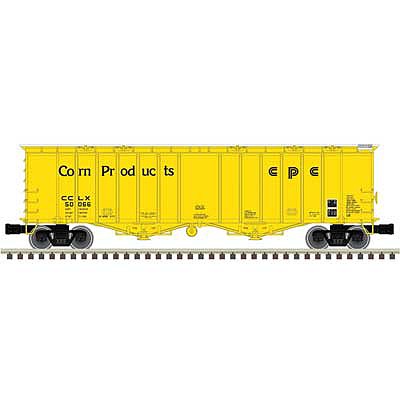 Atlas O 3001086 O Scale 50' Airslide Covered Hopper - 3-Rail - Ready to Run - Premier -- Corn Products (yellow, black, white)