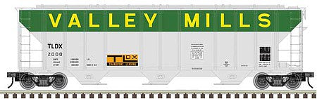 Atlas O 3001378 O Scale PS-4427 Low-Side Covered Hopper - 3-Rail - Ready to Run - Master(R) -- Valley Mills (green, gray)
