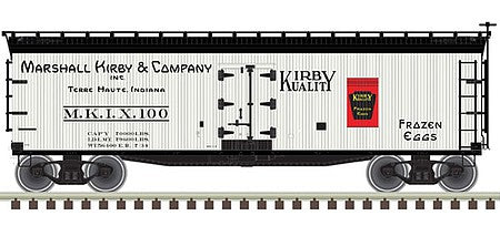 Atlas O 3001565 O Scale 40' Wood Reefer - 3-Rail - Ready to Run - Master(R) -- Marshall Kirby MKIX (white, black, red, Frozen Eggs)