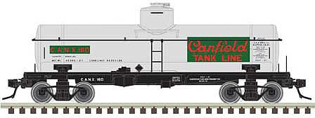 Atlas O 3003837 O Scale ACF Type 27 8,000-Gallon - 3-Rail - Ready to Run -- Canfield Tank Lines CANX (aluminum, red, green)