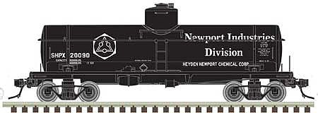 Atlas O 3003842 O Scale ACF Type 27 8,000-Gallon - 3-Rail - Ready to Run -- Hayden Newport Chemicals SHPX (black, white)