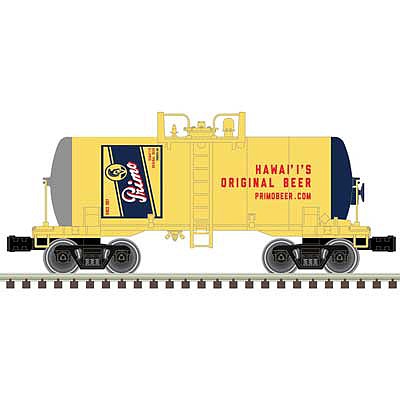 Atlas O 3004850 O Scale 8,000-Gallon Tank Car - 3-Rail - Ready to Run - Premier -- Primo Beer (yellow, blue, red)