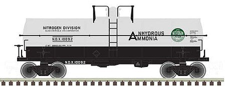 Atlas O 3006519 O Scale 11,000-Gallon Tank Car with Platform - 2-Rail - Ready to Run - Master(R) -- Allied Chemical NDX (gray, black)