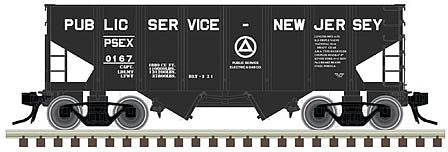 Atlas O 3006819 O Scale 55-Ton 2-Bay Open Hopper - 2-Rail - Ready to Run -- Public Service of New Jersey (black)