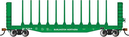 Bachmann 12903 HO Scale 52' Centerbeam Bulkhead Flatcar - Ready to Run -- Burlington Northern #615816 (Cascade Green, white)