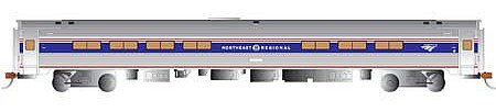 Bachmann 13118 HO Scale Amfleet 85' Coach - Ready to Run - Silver Series(R) -- Amtrak (Phase IV, Northeast Regional, silver, blue, red)
