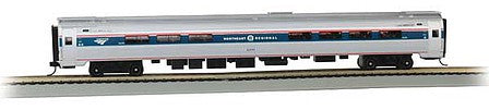 Bachmann 13124 HO Scale Amfleet 85' Cafe Diner - Ready to Run - Silver Series(R) -- Amtrak 43344 (Phase IV, Northeast Regional, silver, blue, red)