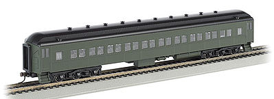 Bachmann 13708 HO Scale 72' Heavyweight Coach - Ready to Run -- Painted, Unlettered, (Pullman Green, black)