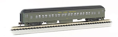 Bachmann 13754 N Scale 72' Heavyweight Coach w/Lights - Ready to Run -- New York Central (Pullman Green, black)