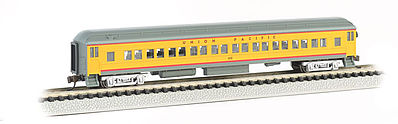 Bachmann 13755 N Scale 72' Heavyweight Coach w/Lights - Ready to Run -- Union Pacific (Armour Yellow, gray, red)