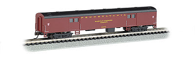 Bachmann 14451 N Scale 72' Smooth-Side Baggage Car - Ready to Run -- Pennsylvania Railroad (Tuscan, black)