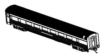 Bachmann 14754 N Scale 85' Fluted-Side Coach with Interior Lighting - Ready-to-Run -- Painted, Unlettered (silver)