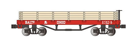 Bachmann 15452 N Scale Old-Time Wood Gondola - Ready to Run -- Baltimore & Ohio #1324 (red)