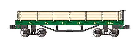 Bachmann 15453 N Scale Old-Time Wood Gondola - Ready to Run -- Virginia & Truckee #105 (green)