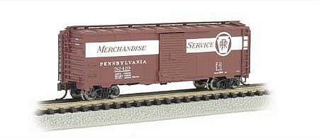Bachmann 17061 N Scale AAR 40' Steel Boxcar - Ready to Run - Silver Series(R) -- Pennsylvania Railroad 92419 (Tuscan, white, Merchandise Service Slogan)