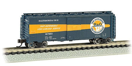 Bachmann 17064 N Scale AAR 40' Steel Boxcar - Ready to Run - Silver Series(R) -- Baltimore & Ohio 467603 (Timesaver Scheme, blue, orange)