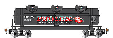 Bachmann 17105 HO Scale 40' 3-Dome Tank Car - Ready to Run - Silver Series(R) -- Protex Industries POAX #1054 (black, red, white)