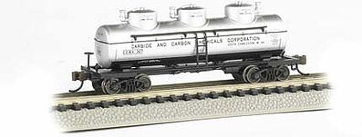 Bachmann 17155 N Scale 3-Dome Tank Car - Ready to Run -- Carbide & Carbon Chemicals Corp. (silver)