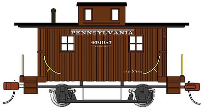 Bachmann 18402 HO Scale Wood 4-Wheel Bobber Caboose - Ready to Run - Silver Series(R) -- Pennsylvania Railroad #476087 (Tuscan, black)