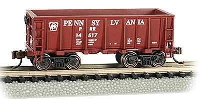 Bachmann 18654 N Scale Ore Car - Flat-Bottom - Ready to Run -- Pennsylvania Railroad 14517 (Boxcar Red, Plain Keystone)