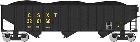 Bachmann 18705 HO Scale Bethlehem Steel 3-Bay 100-Ton Open Hopper - Ready to Run - Silver Series(R) -- CSX Transportation #326160 (black, yellow)